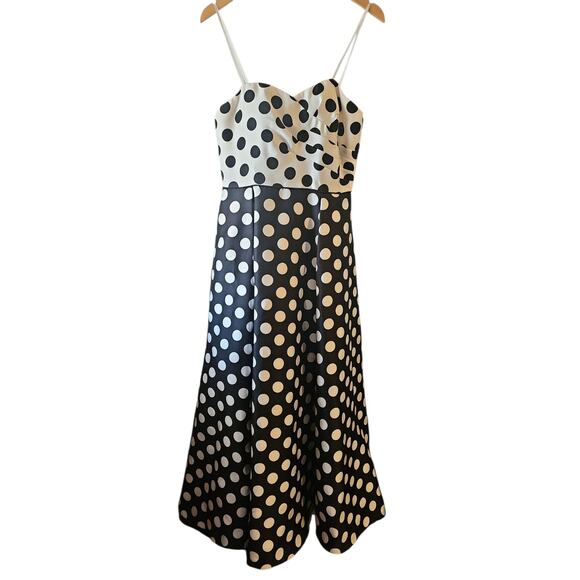 Adrianna Papell sz 12 black white polka dot halter strapless gown dress new - Picture 3 of 11